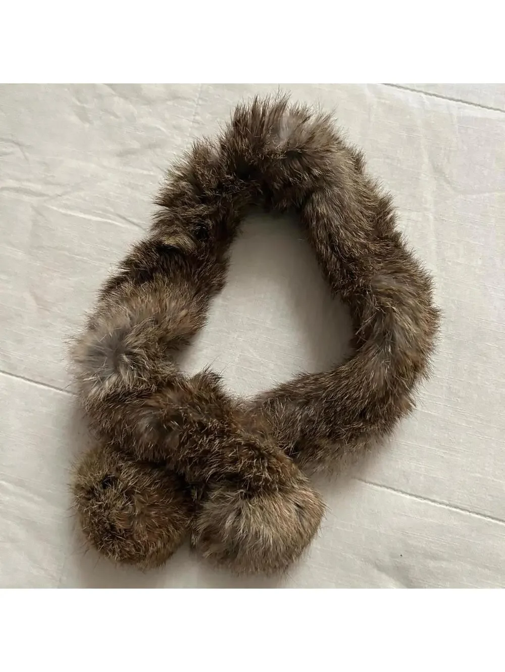 Brown Real Fur Pom Pom Scarf Apres Ski Old Money Luxury Japan